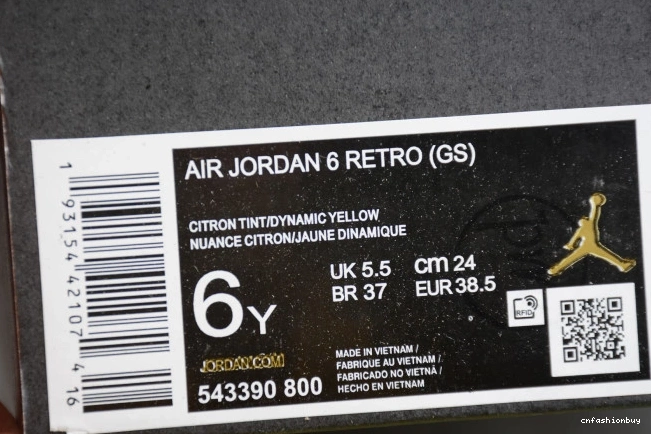 Air Floral 6 Jordan Dynamic (GS) 543390-800 Retro Yellow 1119